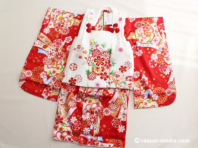 七五三3歳女の子　正絹　着物と被布コート